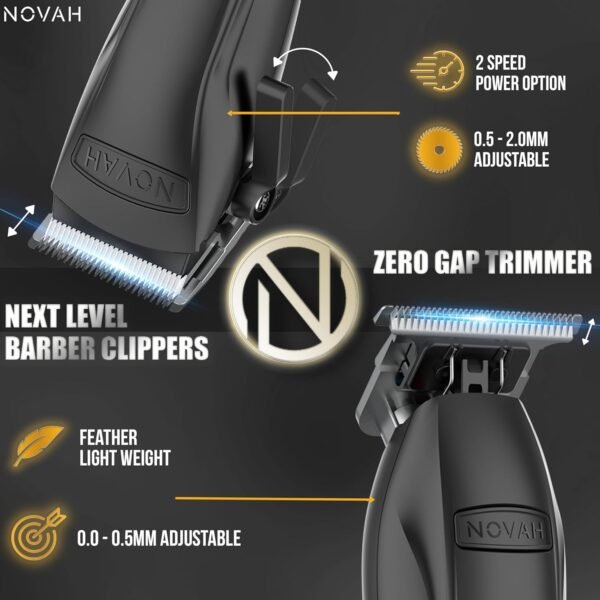 NOVAH® Professional Hair Clippers for Men  Professional Barber Clippers and Trimmer Set  Mens Cordless Hair Clippers for Barbers Haircut Kit Fade - Image 6