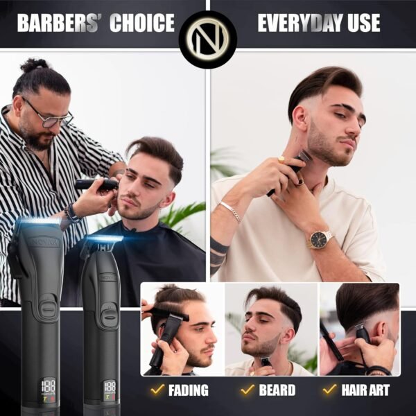 NOVAH® Professional Hair Clippers for Men  Professional Barber Clippers and Trimmer Set  Mens Cordless Hair Clippers for Barbers Haircut Kit Fade - Image 7