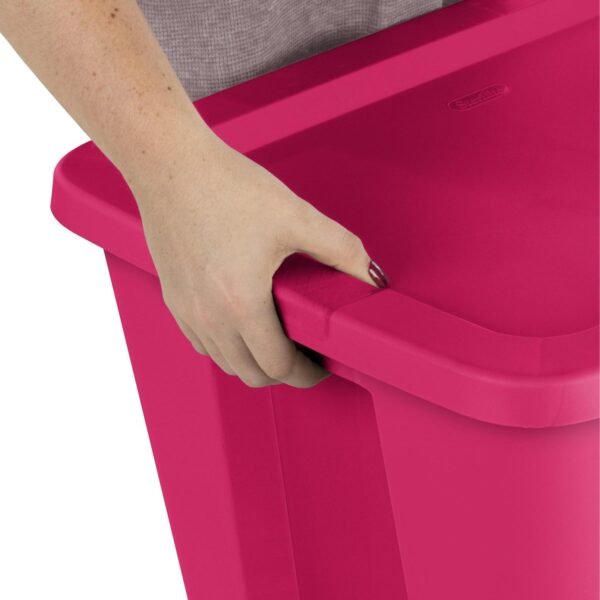 Sterilite 18 Gallon Tote Box Plastic, Fuchsia Burst, Set of 8 - Image 6