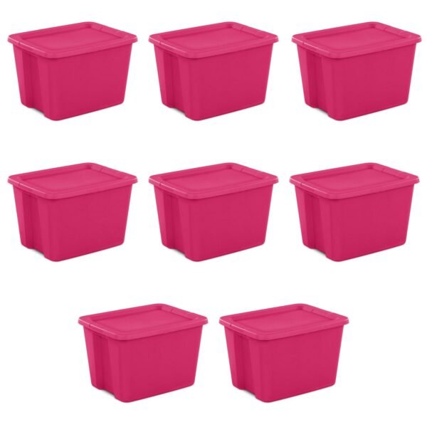 Sterilite 18 Gallon Tote Box Plastic, Fuchsia Burst, Set of 8 - Image 5