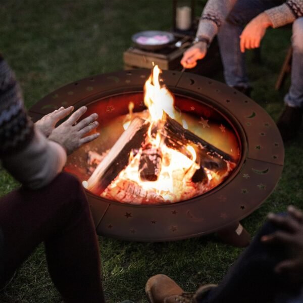 SUNCREAT 42¡± Patio Fire Pit Wood Burning with Mesh Spark Screen, Bonfire Outdoor firepit with Fireplace Poker, Black - Image 61