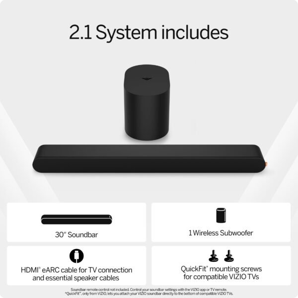 VIZIO 2.1 Soundbar, Wireless Subwoofer w/ Dolby Atmos, DTS:X ¨C Black - Image 9