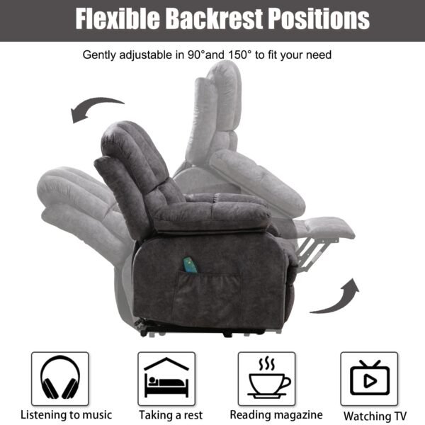 VON RACER Power Lift Recliner Chairs with Heat and Massage Lift Chair Recliners for Elderly with 2 Side Pocket, USB Port Remote Control, Adjustable Furniture - Image 13