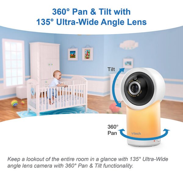 VTech ¨C 1080p Smart WiFi Remote Access 360 Degree Pan & Tilt Video Baby Monitor with 5¡± Display, Night Light ¨C White - Image 11