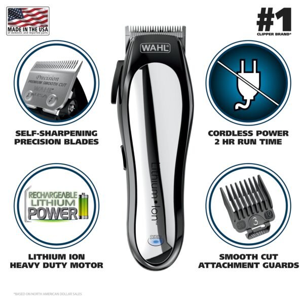 Wahl ¨C Lithium Pro Complete Cordless Haircut Kit ¨C Black/Silver - Image 9