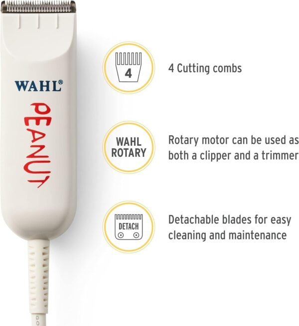 Wahl Professional ¨C Classic White Peanut ¨C Professional Beard Trimmer and Hair Clipper Kit ¨C Adjustable Hair Cutting Tool with 4 Guide Combs - Image 5