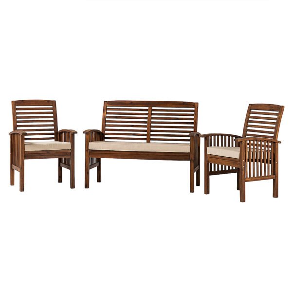 Walker Edison ¨C Modern 3-Piece Slat-Back Acacia Wood Chat Set ¨C Dark Brown - Image 8