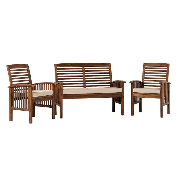 Walker Edison ¨C Modern 3-Piece Slat-Back Acacia Wood Chat Set ¨C Dark Brown - Image 9