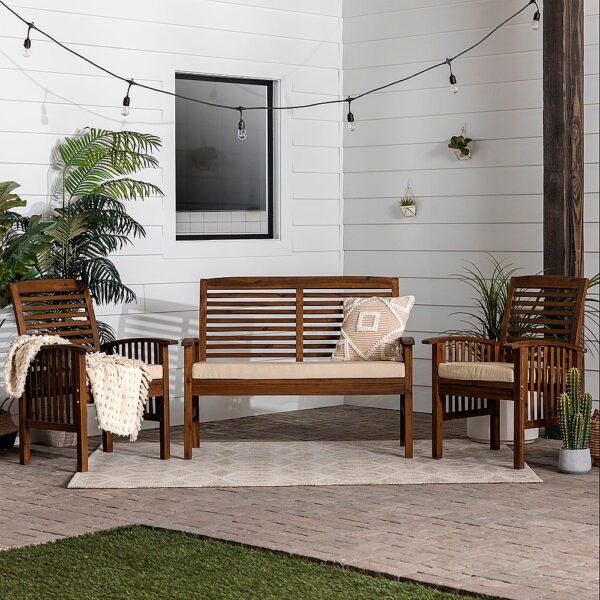Walker Edison ¨C Modern 3-Piece Slat-Back Acacia Wood Chat Set ¨C Dark Brown - Image 11