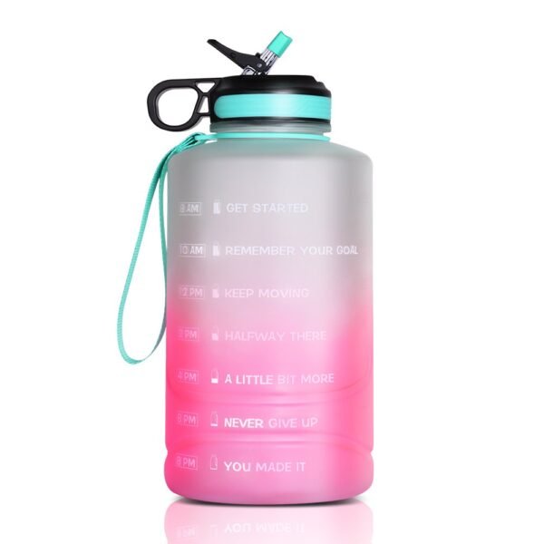 Water Bottle with Time Marker ¨C Straw & Chug Lids ¨C 128 oz Water Bottle with Straw ¨C BPA Free Gym Water Bottle with Handle, Gallon Water Jug, Bike Water Bottles - Image 2