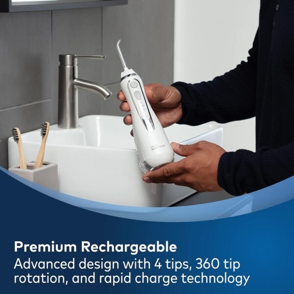Waterpik Cordless Advanced Water Flosser For Teeth  Gums  Braces  Dental Care With Travel Bag and 4 Tips  ADA Accepted  Rechargeable  Portable  and Waterproof  White WP-580 - Image 7