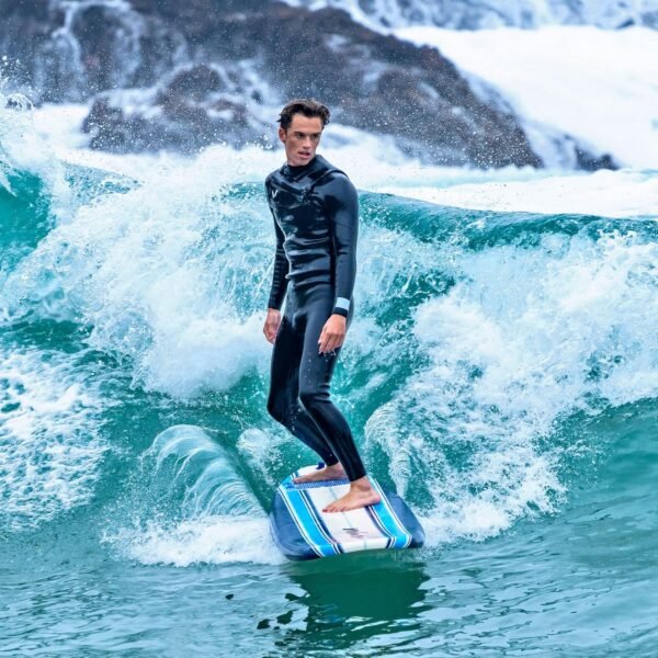Wave Storm ¨C Classic Soft Top Foam 9ft Surfboard for Beginners and All Surfing Levels Complete Set Includes Leash and Multiple Fins Heat Laminated  Blue Pinline - Image 6