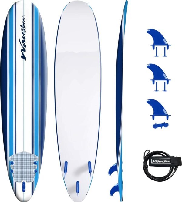 Wavestorm 8ft Classic Surfboard // Foam Wax Free Soft Top Longboard for Adults and Kids of All Levels of Surfing - Image 5