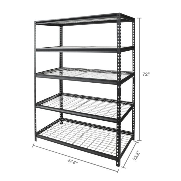WORKPRO 48 W x 24 D x 72 H 5-Shelf Freestanding Shelves, Black and Silver - Image 8