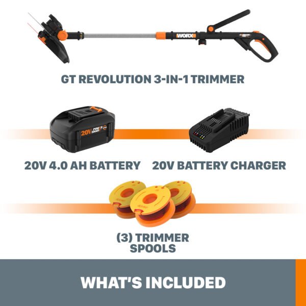 WORX ¨C 20V 12¡ä¡ä Brushless Cordless String Trimmer (1 x 4.0Ah and 1 x Charger) ¨C Black - Image 11