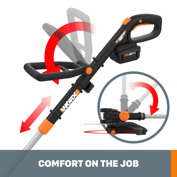 WORX ¨C 20V 12¡ä¡ä Brushless Cordless String Trimmer (1 x 4.0Ah and 1 x Charger) ¨C Black - Image 8