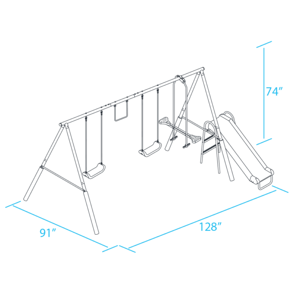 XDP Recreation Play All Day Metal Swing Set with Fun Glider, Bench Swing Seats, Trapeze, Wave Slide - Image 17