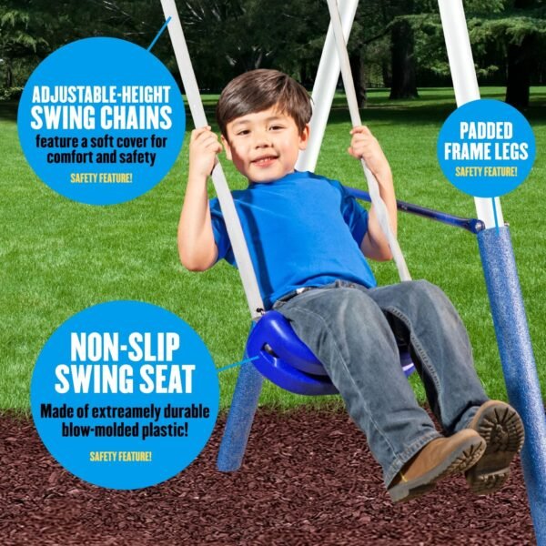 XDP Recreation Play All Day Metal Swing Set with Fun Glider, Bench Swing Seats, Trapeze, Wave Slide - Image 12