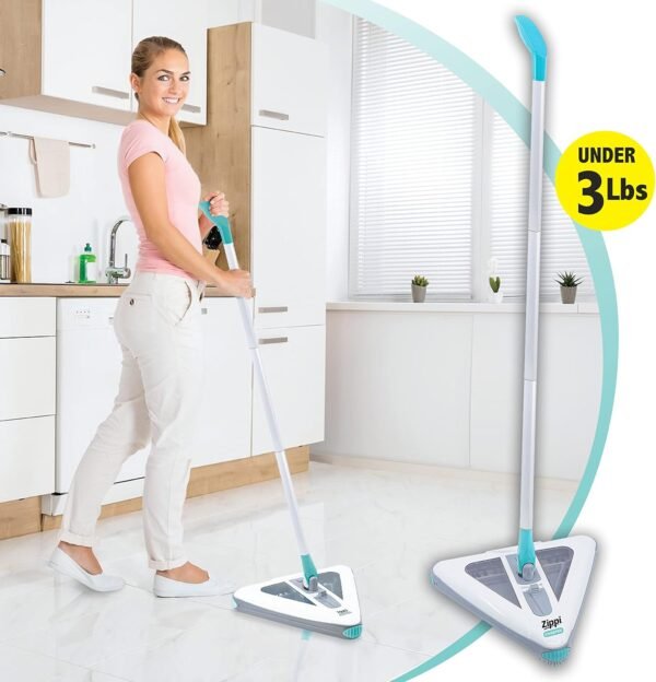 Zippi Sweeper Max- Powerful and Lightweight Sweeper  Perfect for Carpet Hardwood and Tile  Triangular Design Allows for Sweeping in Corners  1000 mAh Rechargeable Battery - Image 8
