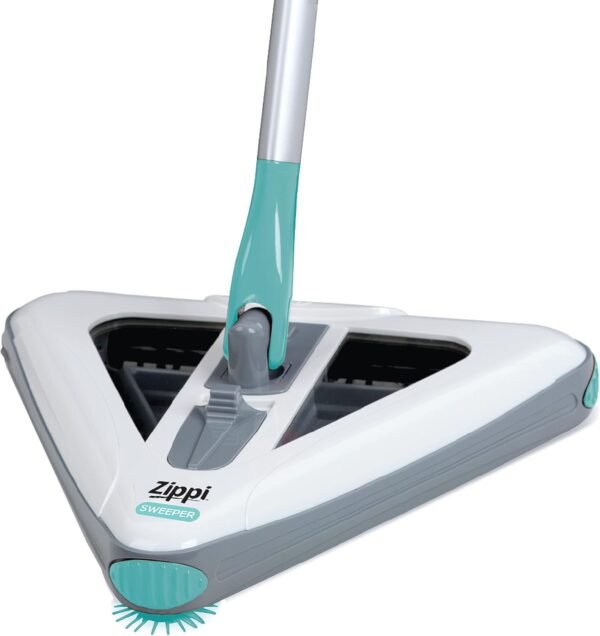 Zippi Sweeper Max- Powerful and Lightweight Sweeper  Perfect for Carpet Hardwood and Tile  Triangular Design Allows for Sweeping in Corners  1000 mAh Rechargeable Battery - Image 5
