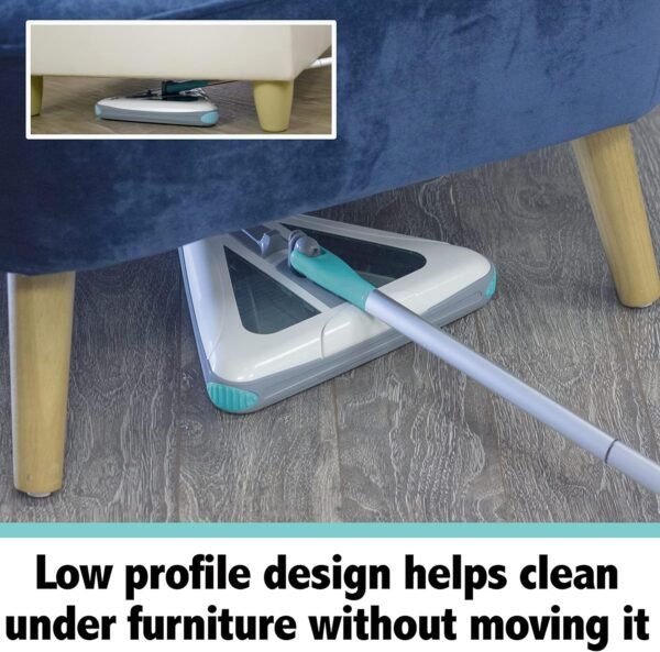 Zippi Sweeper Max- Powerful and Lightweight Sweeper  Perfect for Carpet Hardwood and Tile  Triangular Design Allows for Sweeping in Corners  1000 mAh Rechargeable Battery - Image 7